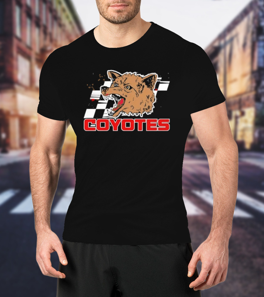 COYOTES Racing Checker Flag Head T-Shirt