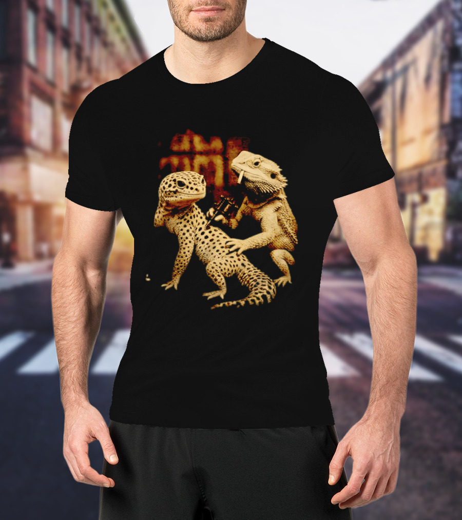 Leopard Gecko Tattoo By Bearded Dragon With Spray Paint Graffiti T-Shirt