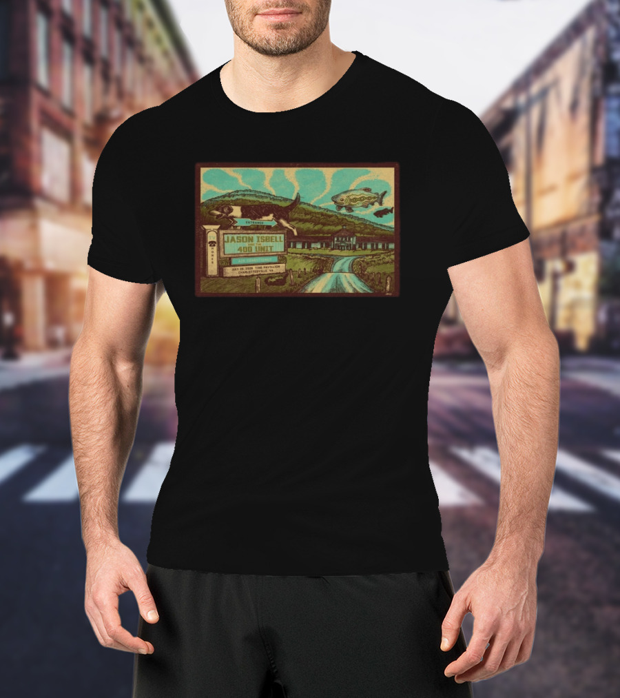 Jason Isbell And The 400 Unit July 26 2026 Ting Pavilion Charlottesville VA Concert With Dog Fish Farmhouse Scene T-Shirt