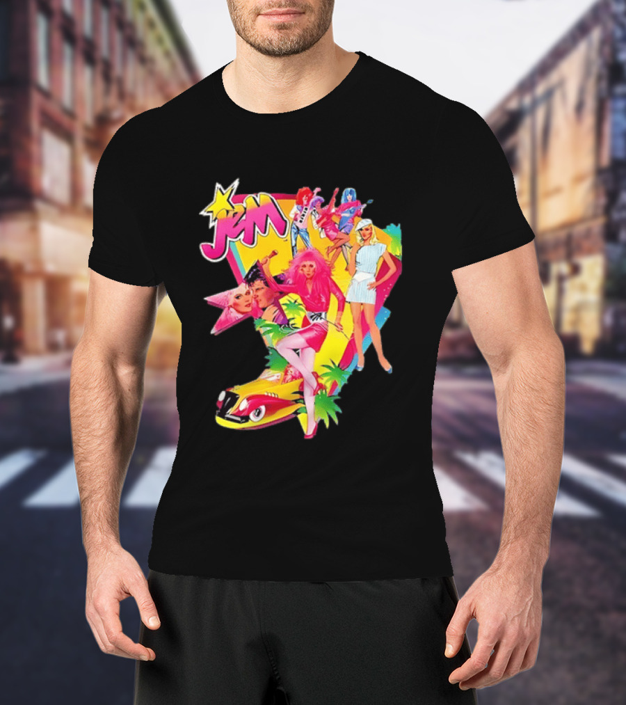 Jem 80s Cartoon Band Pop Music Star Singer Fashion Aesthetic Retro Characters T-Shirt