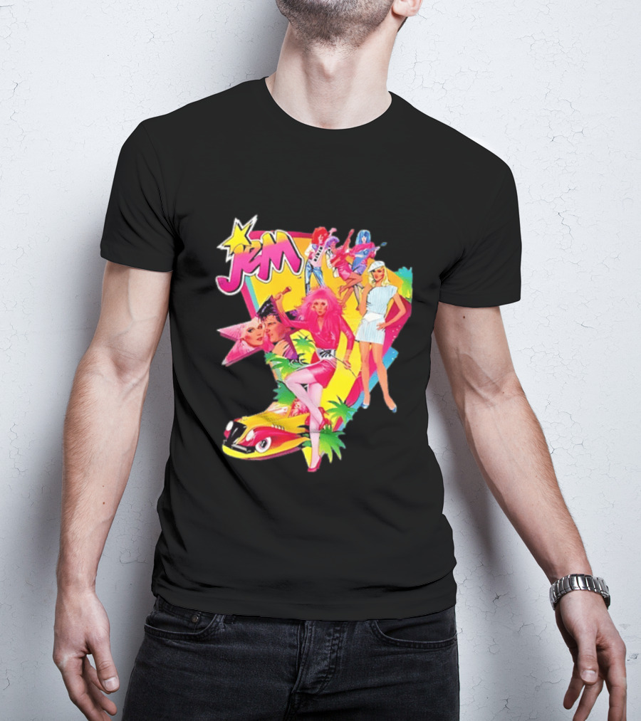 Jem 80s Cartoon Band Pop Music Star Singer Fashion Aesthetic Retro Characters T-Shirt
