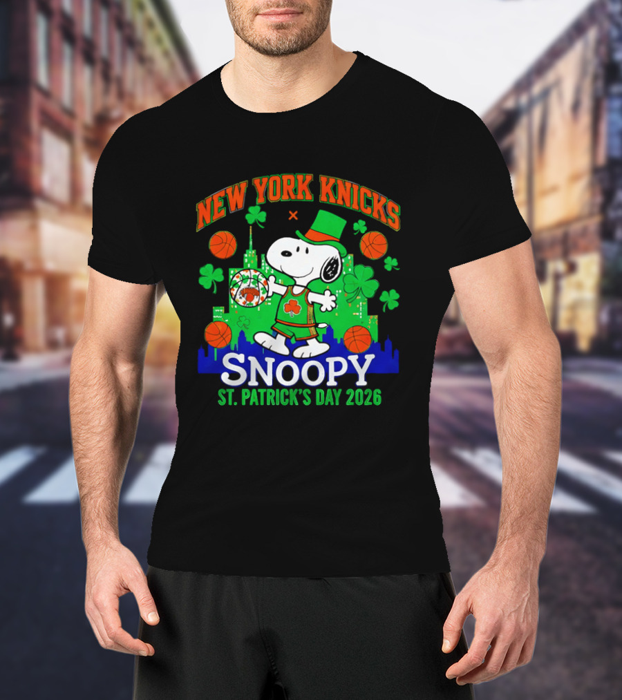New York Knicks Snoopy St Patrick's Day 2026 Celebration T-Shirt