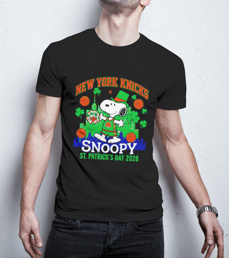 New York Knicks Snoopy St Patrick's Day 2026 Celebration T-Shirt
