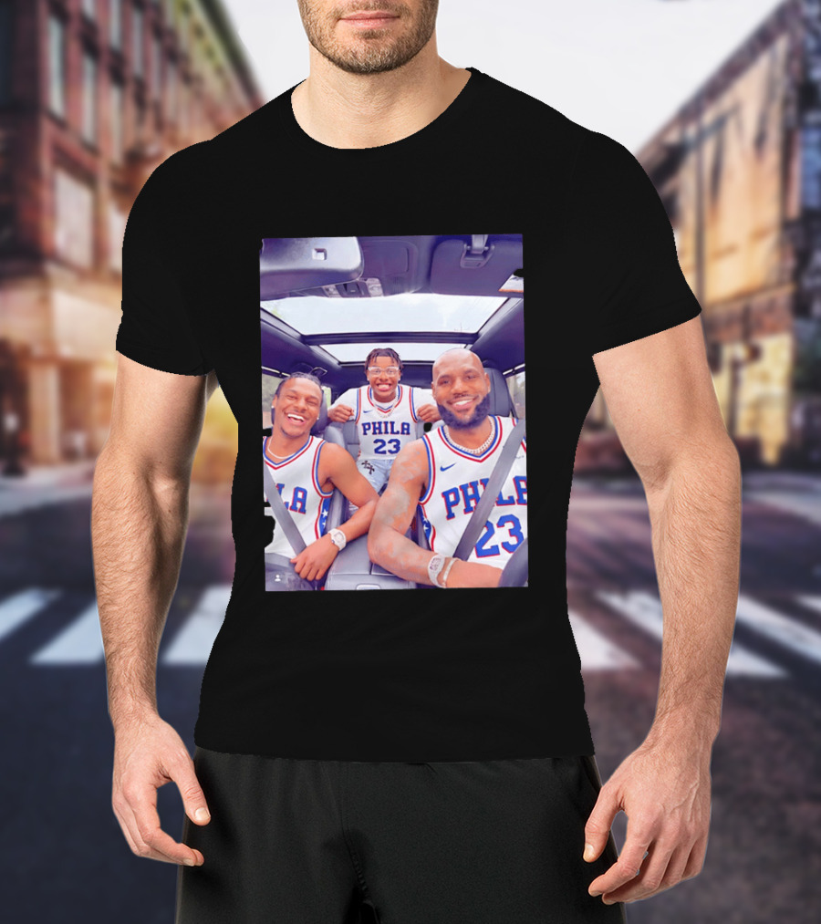 Phila 23 Lebron James Bronny James Philadelphia 76Ers Team Jersey T-Shirt
