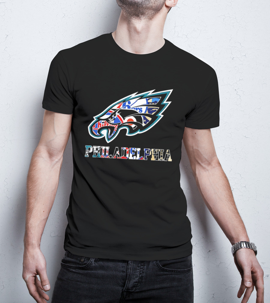 Philadelphia Eagles Phillies Flyers 76ers Team Mashup T-Shirt