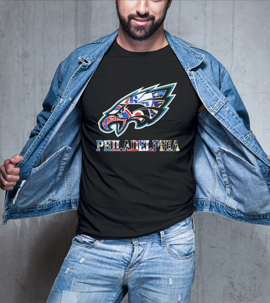 Philadelphia Eagles Phillies Flyers 76ers Team Mashup T-Shirt