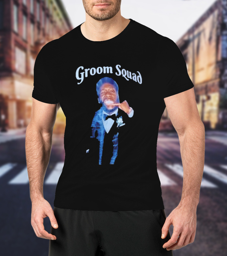 Groom Squad Tuxedo Finger Point Man T-Shirt