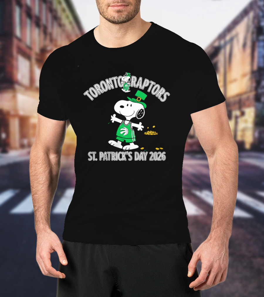 Toronto Raptors Snoopy St Patrick's Day 2026 Basketball Clover T-Shirt