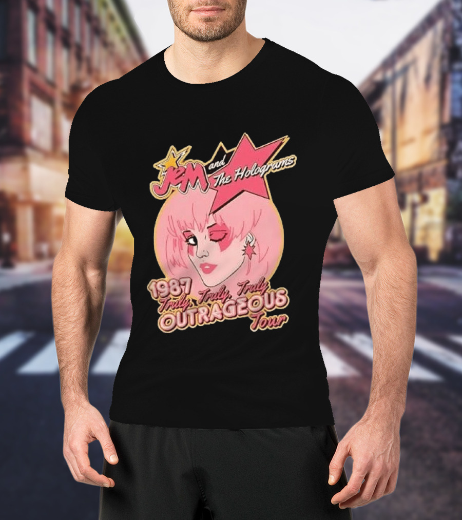 1987 Truly Outrageous Tour Jem And The Holograms Retro Pink Star T-Shirt