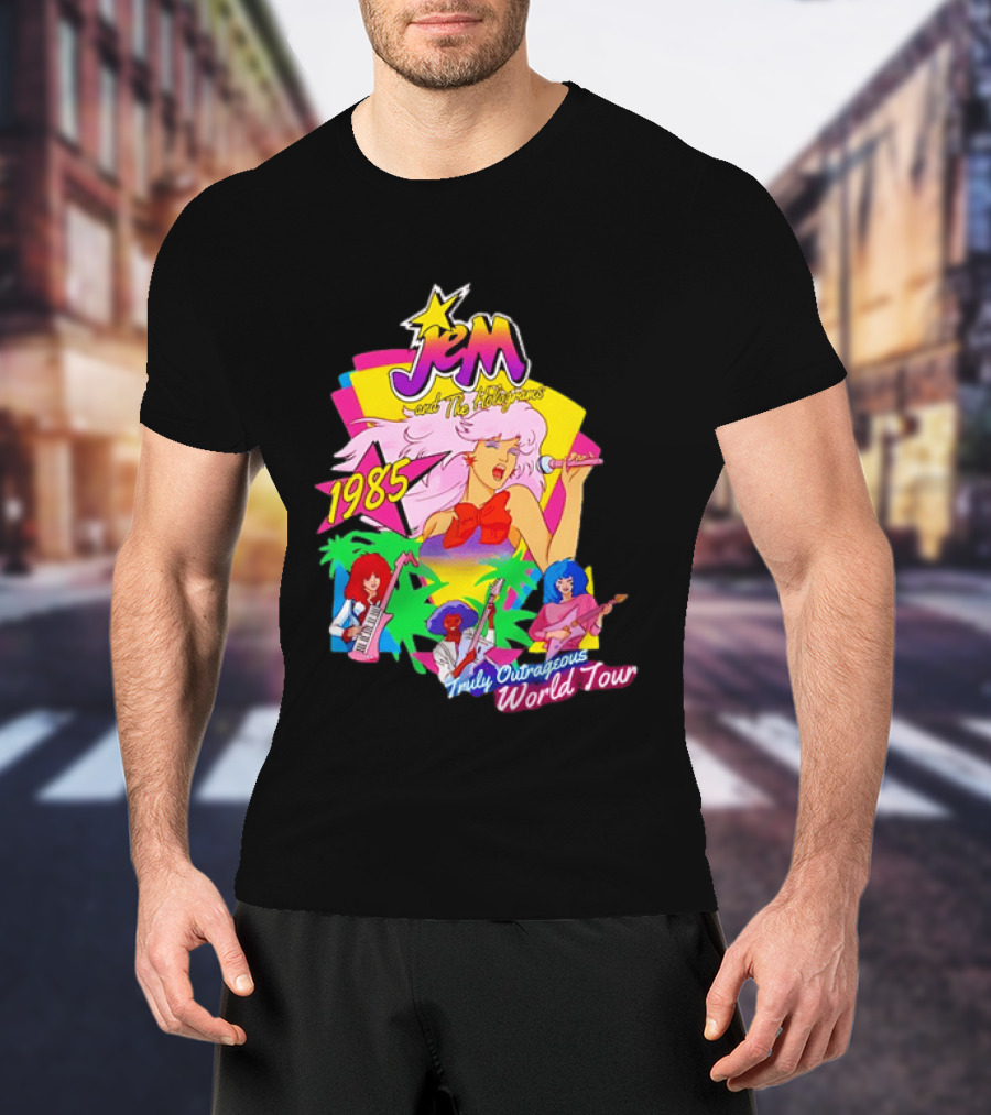 Jem And The Holograms 1985 Truly Outrageous World Tour Retro Concert Fan T-Shirt