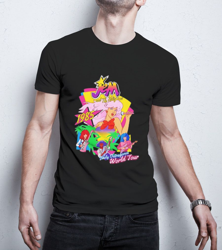 Jem And The Holograms 1985 Truly Outrageous World Tour Retro Concert Fan T-Shirt
