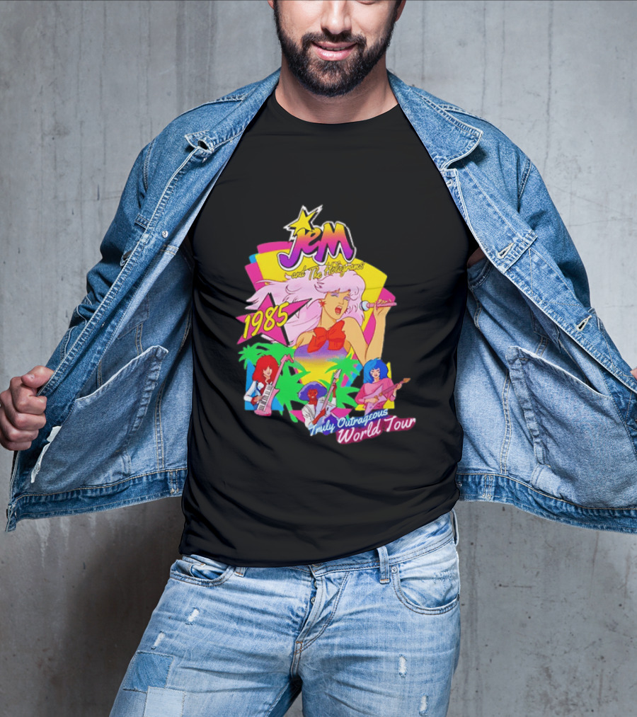 Jem And The Holograms 1985 Truly Outrageous World Tour Retro Concert Fan T-Shirt