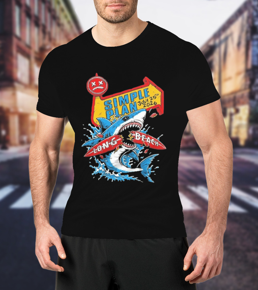 Simple Plan Shark Long Beach July 25 2026 T-Shirt