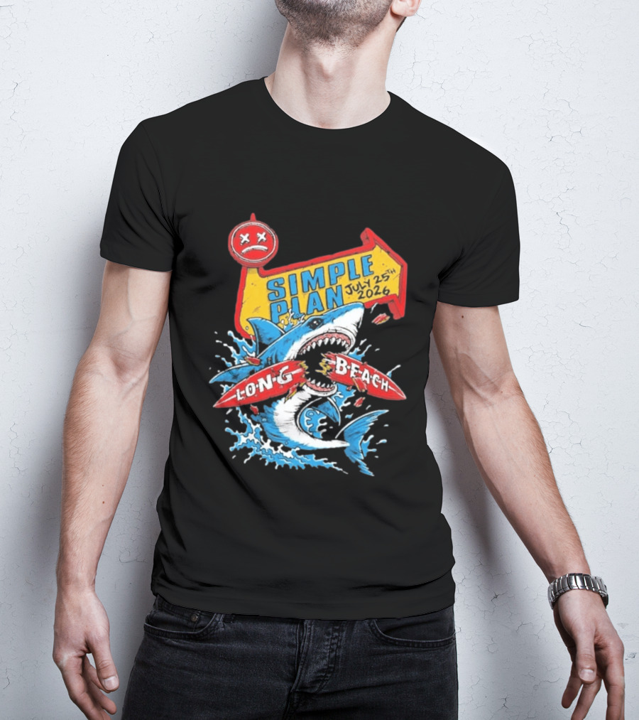 Simple Plan Shark Long Beach July 25 2026 T-Shirt