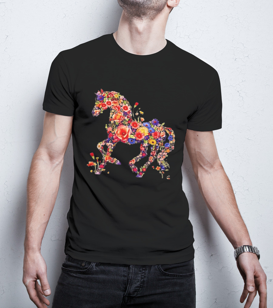 Unicorn Floral Blossoms Mythical Fantasy Animal Nature Garden Botanical T-Shirt