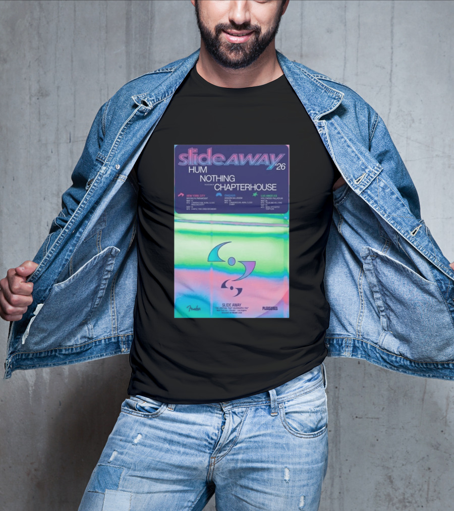 Slide Away 26 Tour Featuring Hum Nothing Chapterhouse May 2026 New York City Chicago Los Angeles T-Shirt