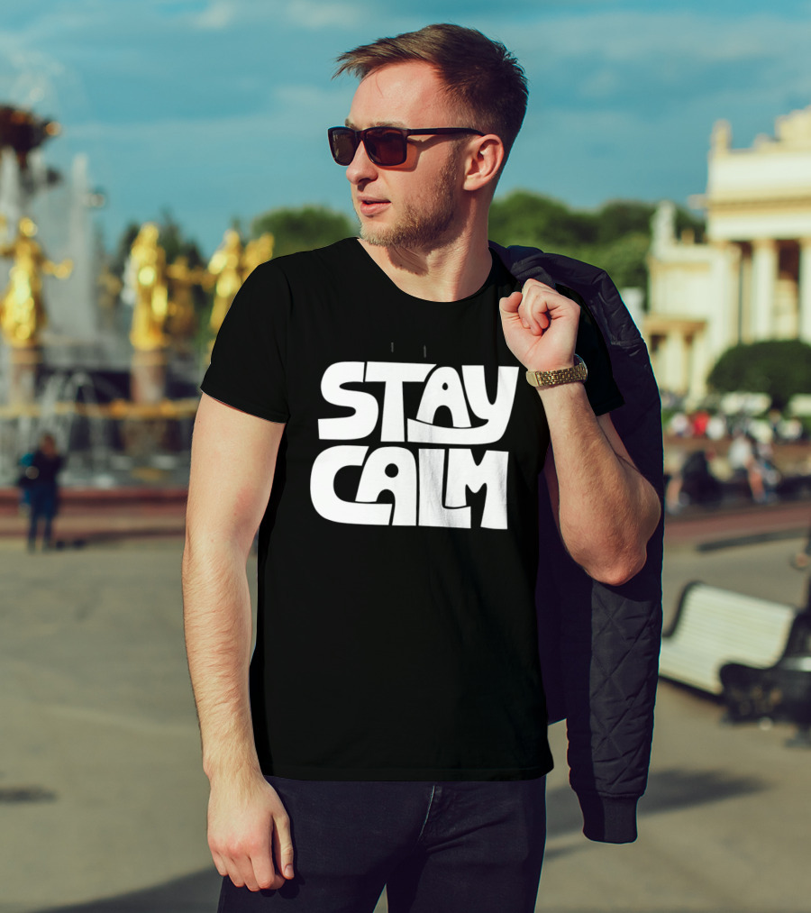 Stay Calm Text Bold Bubble Letters T-Shirt