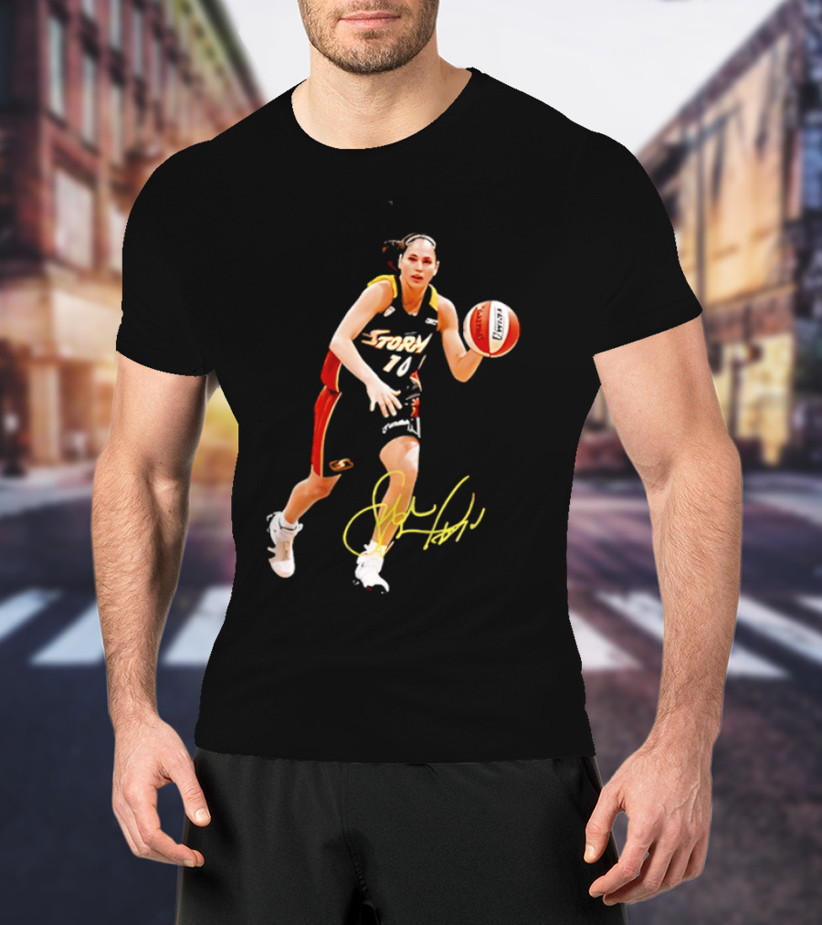 Sue Bird Autograph Seattle Storm Dribbling Basketball 10 T-Shirt