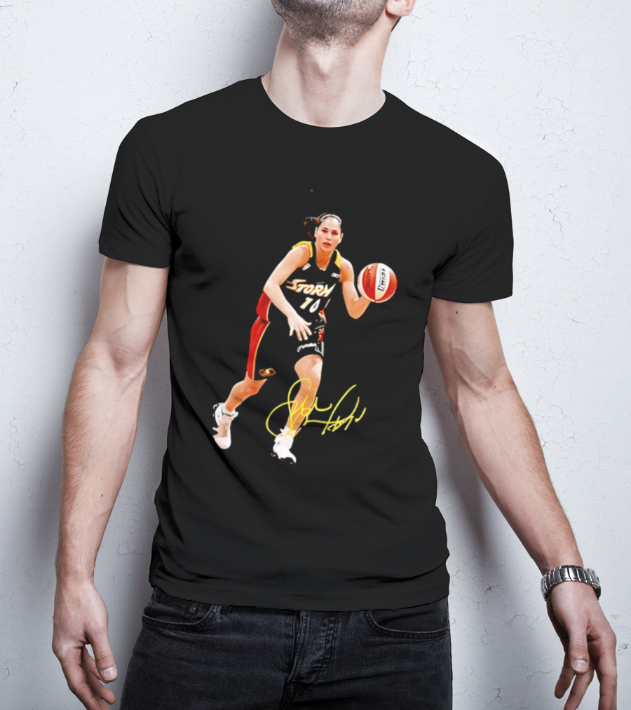 Sue Bird Autograph Seattle Storm Dribbling Basketball 10 T-Shirt