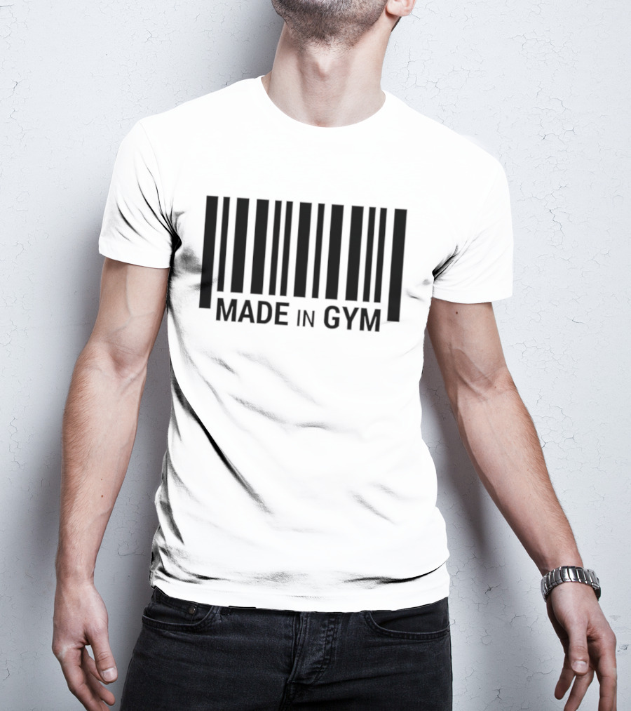 Barcode Made In Gym Fitness Motivational T-Shirt