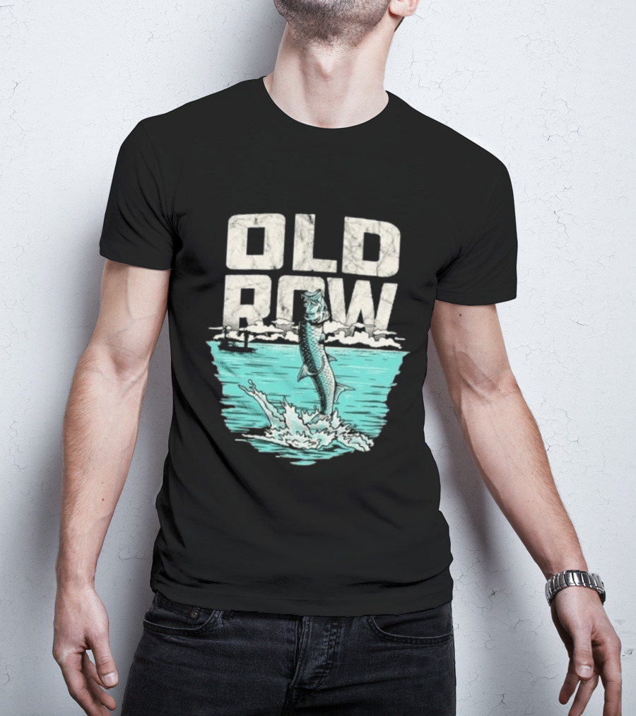 Old Row Tarpon Jumping Fishing Scene T-Shirt