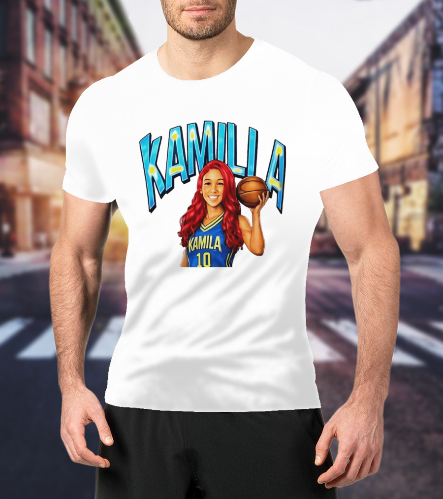 Kamilla Cardoso Basketball Art With Blue And Yellow Jersey T-Shirt