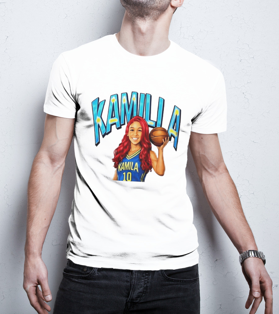 Kamilla Cardoso Basketball Art With Blue And Yellow Jersey T-Shirt