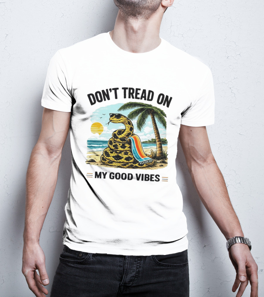 Don't Tread On My Good Vibes Beach Snake Palm Tree Summer T-Shirt