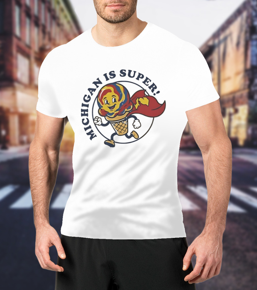 Michigan Is Super Superman Ice Cream Hero Cape Scoops T-Shirt