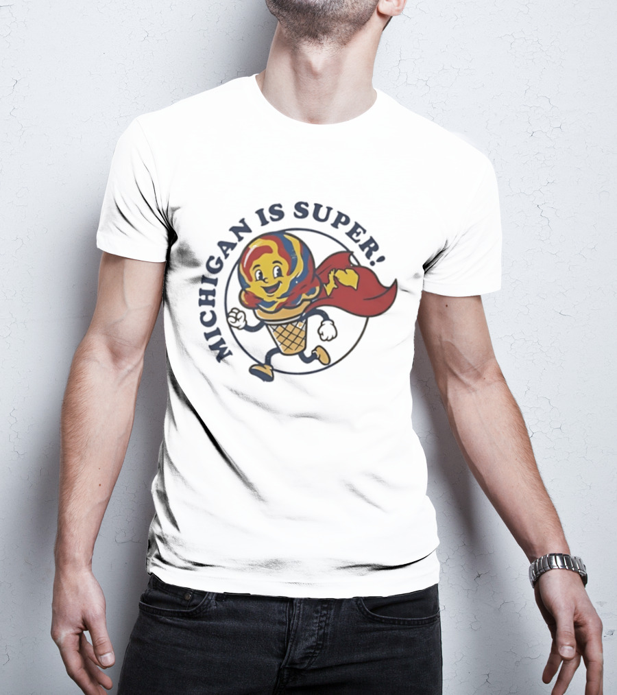 Michigan Is Super Superman Ice Cream Hero Cape Scoops T-Shirt