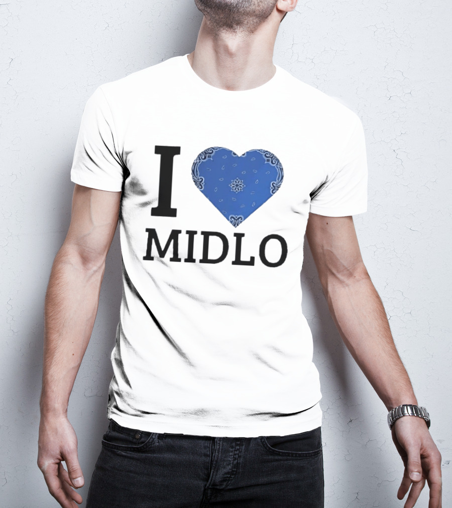 Midlo Love I Heart Blue Bandana T-Shirt