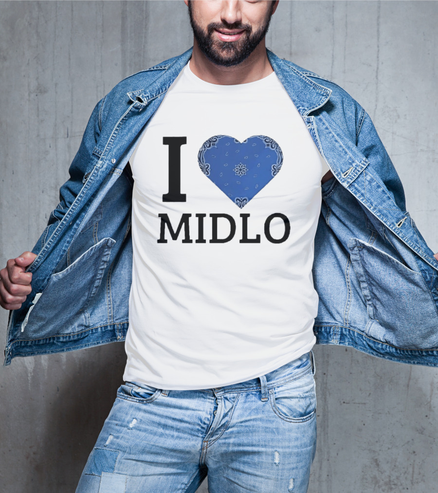 Midlo Love I Heart Blue Bandana T-Shirt