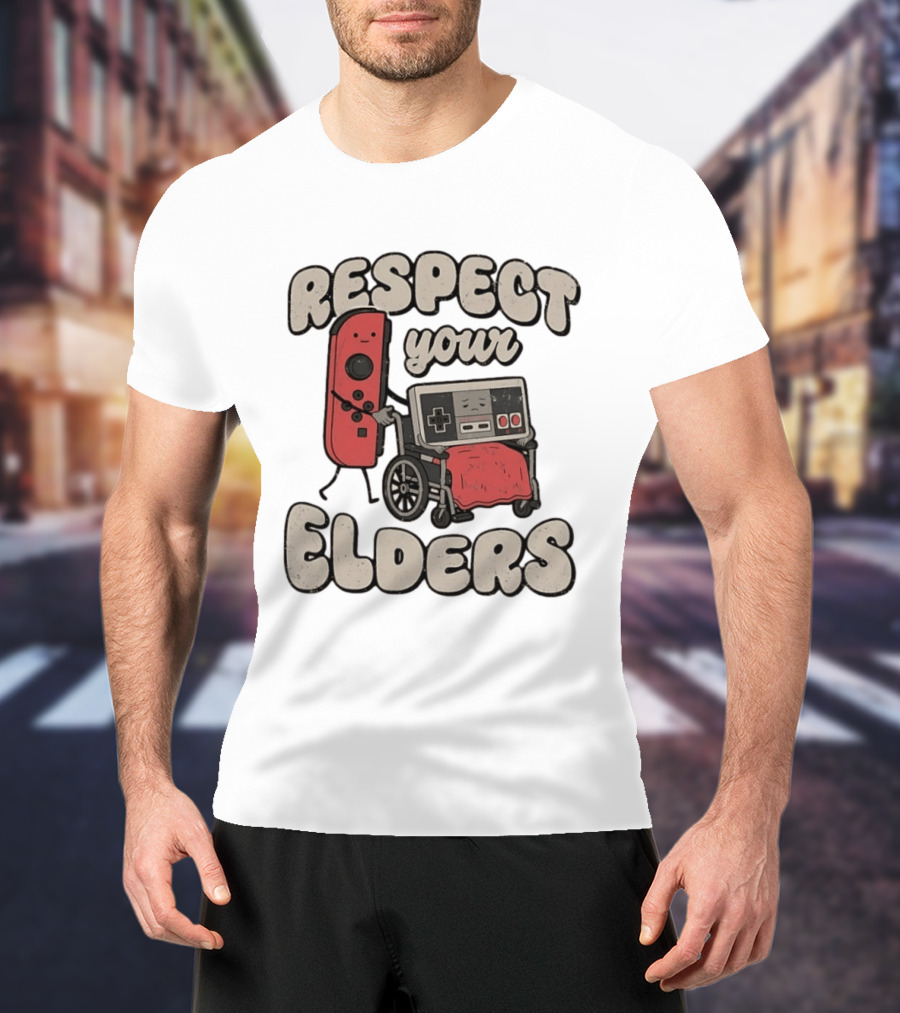 Respect Your Elders Retro Game Console Humor T-Shirt