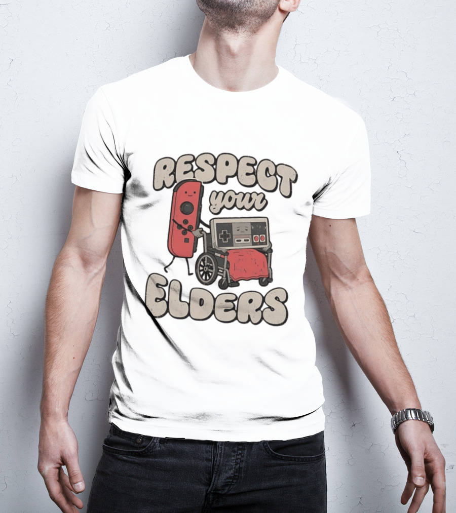 Respect Your Elders Retro Game Console Humor T-Shirt
