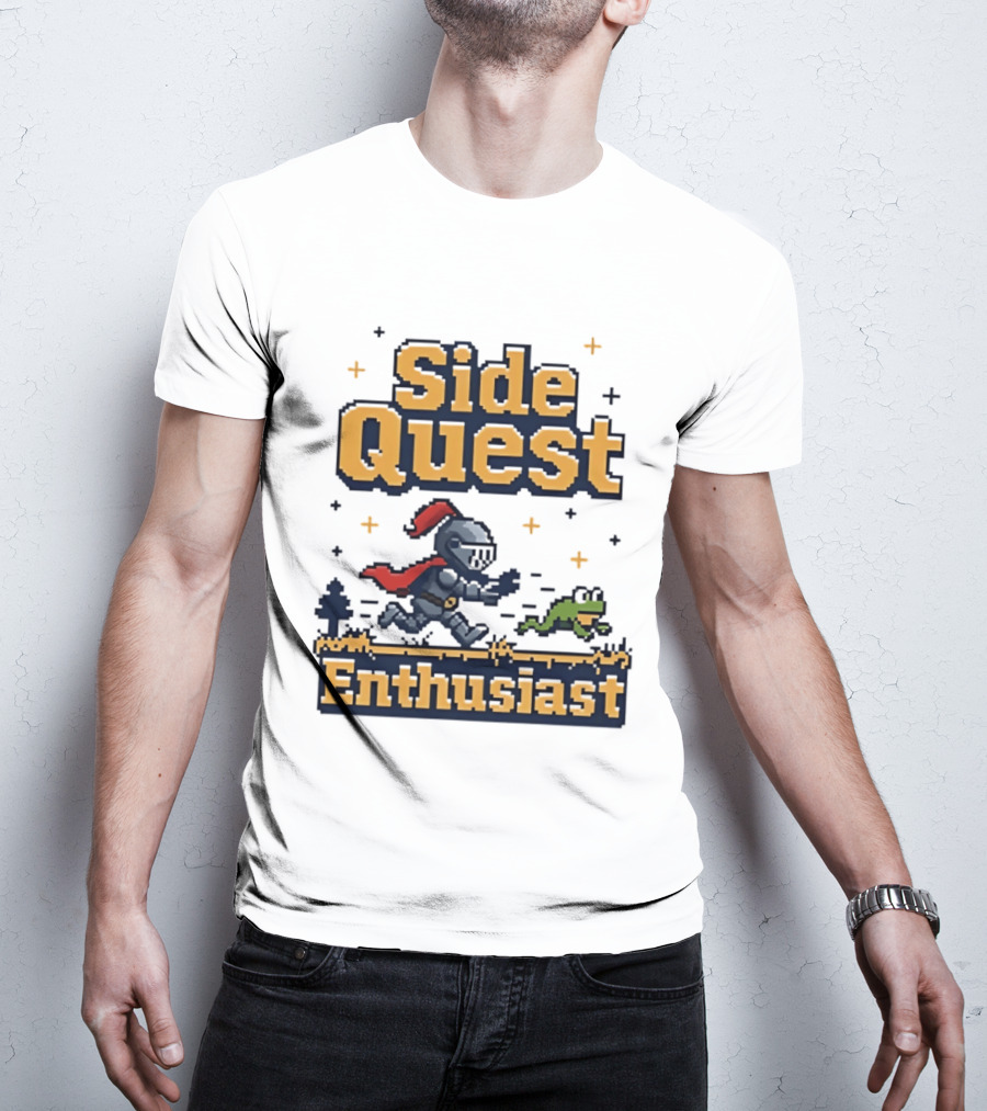 Side Quest Enthusiast Knight Chasing Frog Adventure T-Shirt