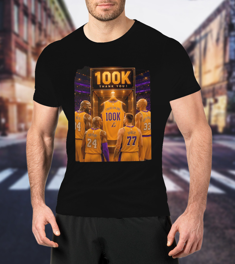 100K Thank You Lakers Fan Zone Players Shaq Kobe Abdul Jabbar T-Shirt