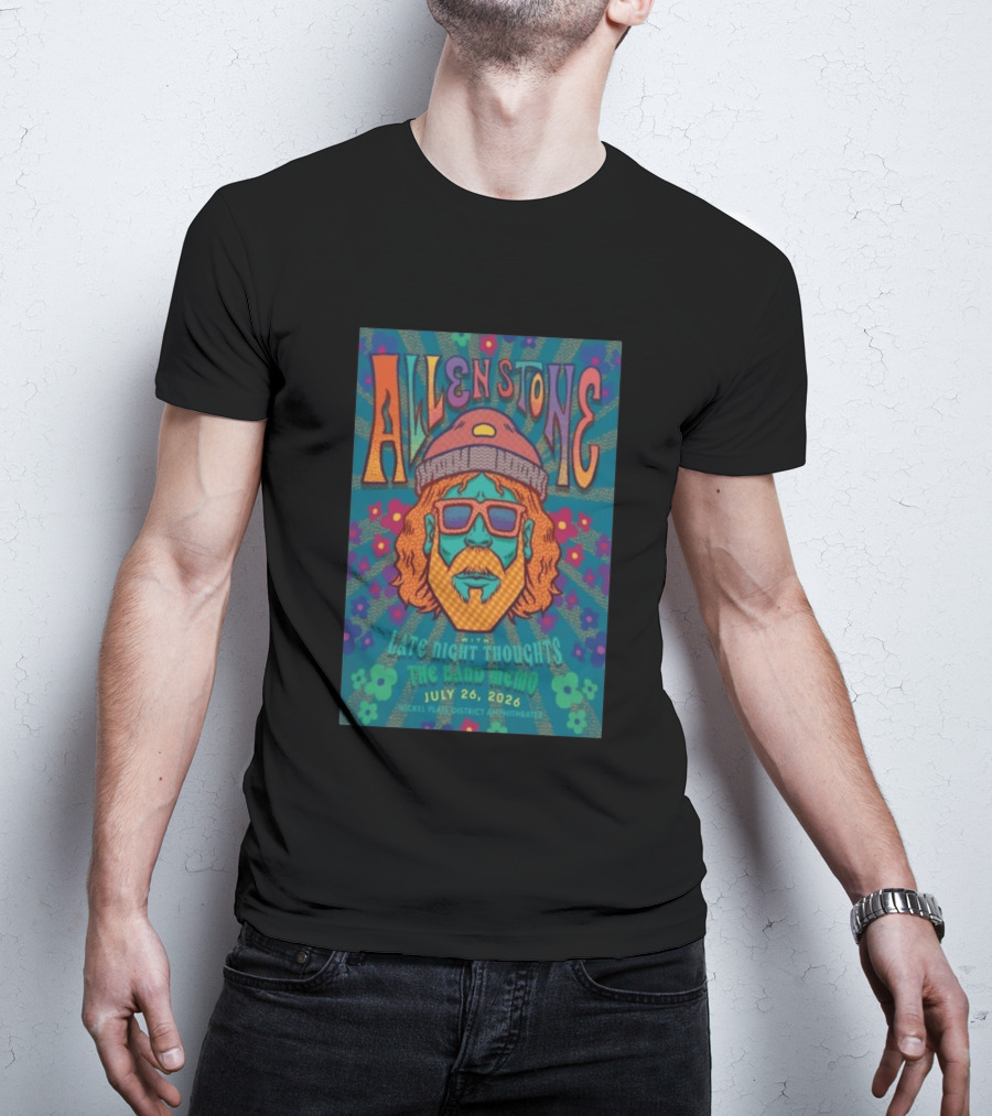Allen Stone Fishers Indiana Late Night Thoughts The Band Memo July 26 2026 Nickel Plate District Amphitheater T-Shirt