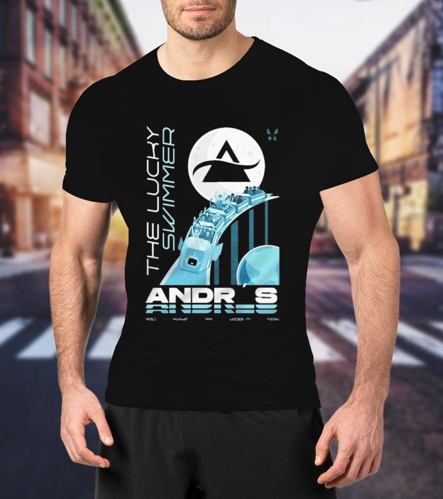 The Lucky Swimmer Andrés Roller Adventure Moon T-Shirt