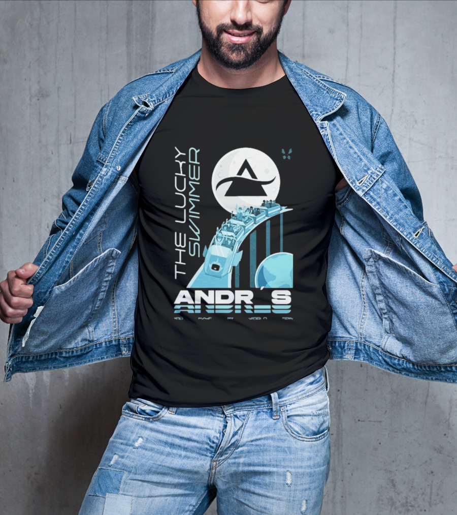 The Lucky Swimmer Andrés Roller Adventure Moon T-Shirt
