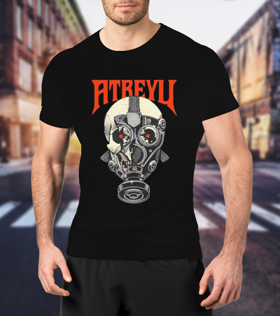 Atreyu Skull Gas Mask With Red Eyes T-Shirt