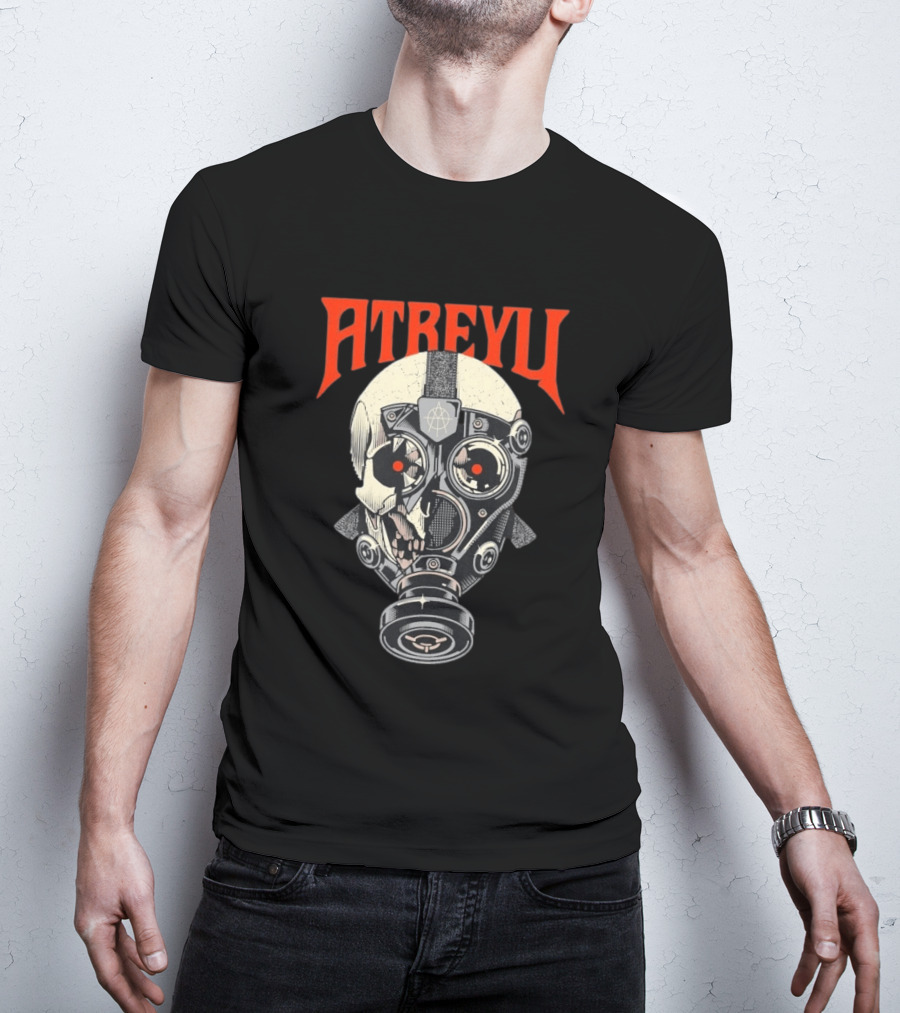 Atreyu Skull Gas Mask With Red Eyes T-Shirt