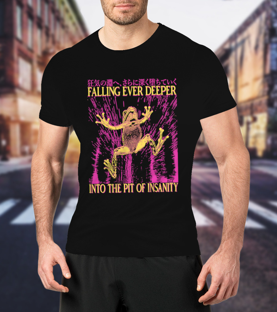 Falling Ever Deeper Into The Pit Of Insanity Frog Neon Burst Japanese T-Shirt