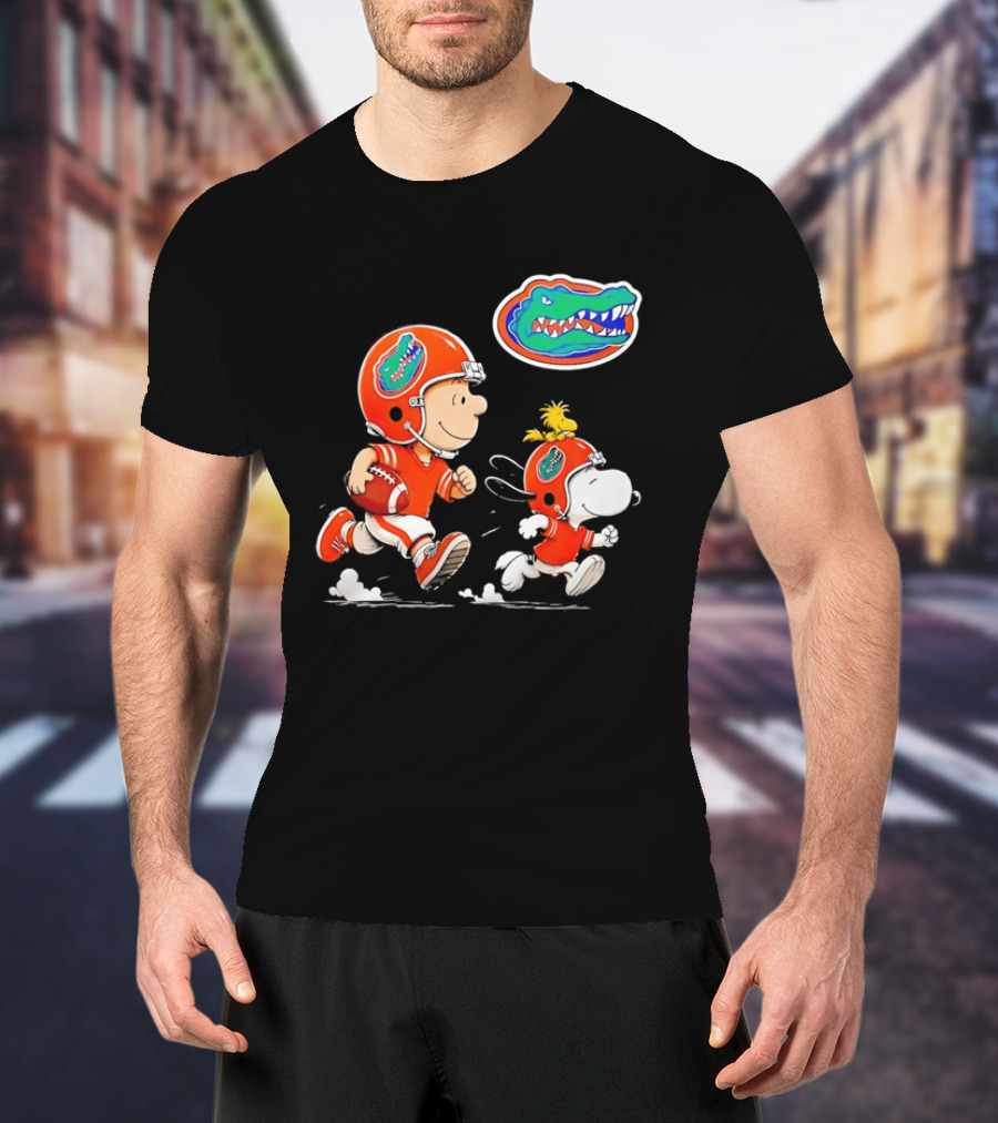 Charlie Brown Snoopy Florida Gators Football Running Kids T-Shirt