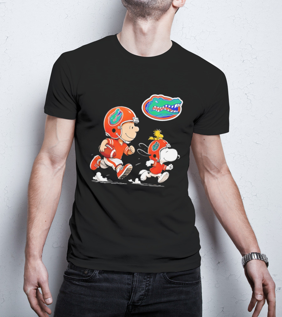 Charlie Brown Snoopy Florida Gators Football Running Kids T-Shirt
