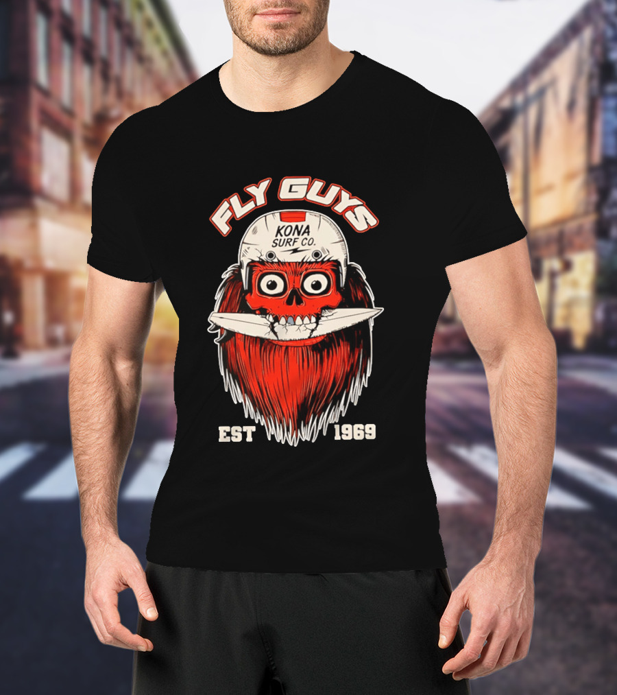 Fly Guys Kona Surf Co Est 1969 Skull Surfboard Helmet T-Shirt