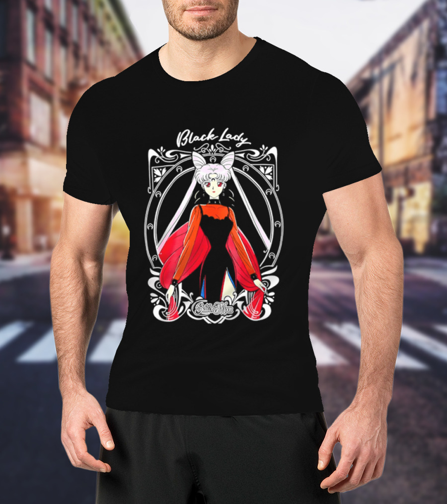 Black Lady Sailor Moon Anime Character Art Nouveau T-Shirt