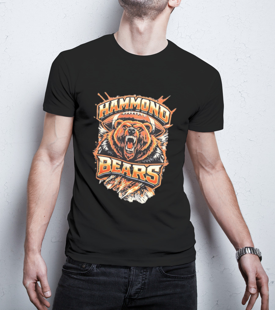 Hammond Bears Football Roaring Bear And Football T-Shirt