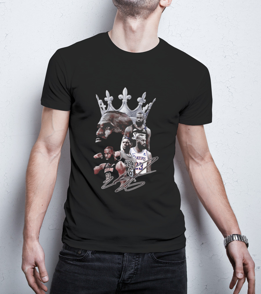Lebron James Crown Collage Cleveland Miami Lakers Philadelphia 76ers T-Shirt