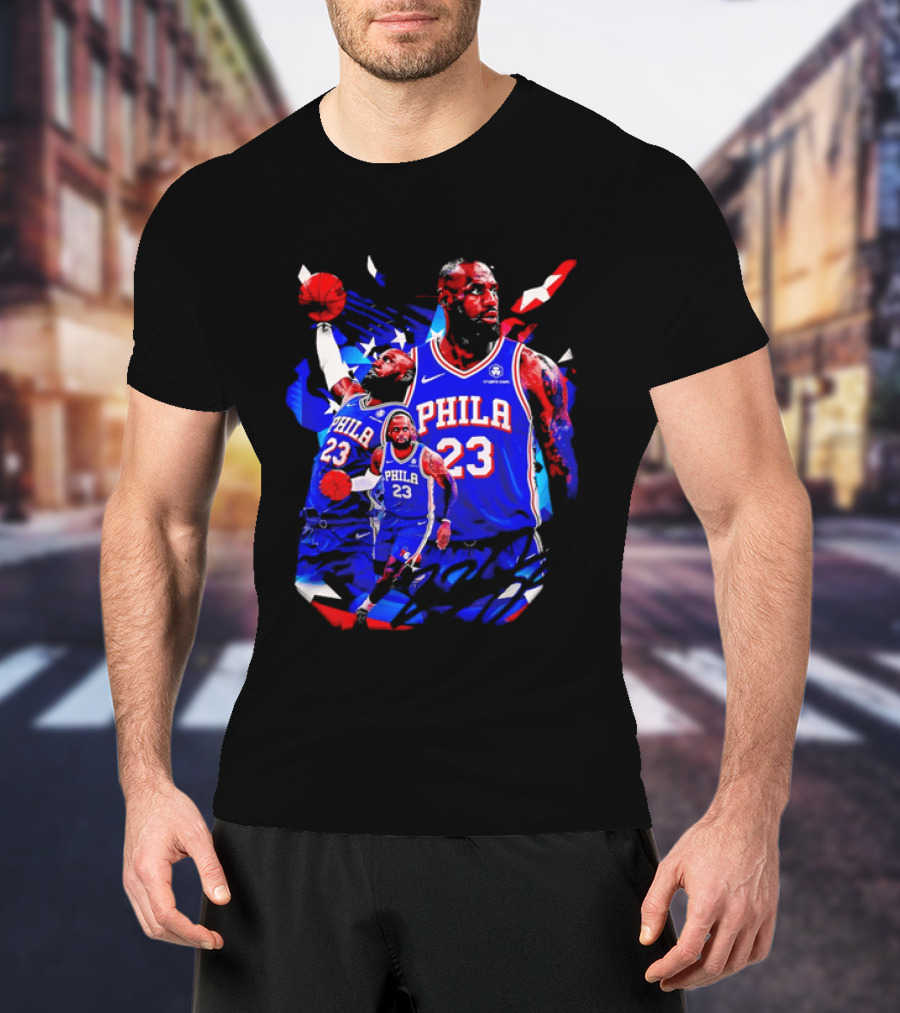 LeBron James Phila 23 Philadelphia 76ers Dunking Crypto Com T-Shirt