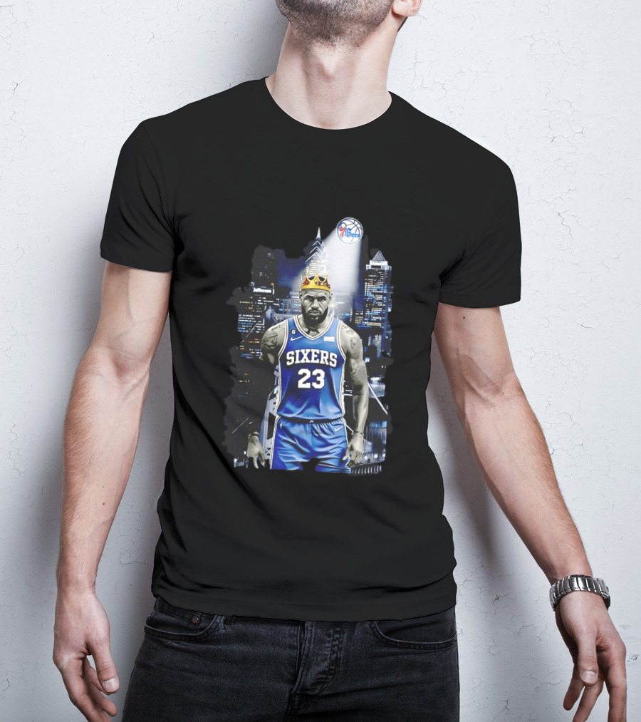 Philadelphia 76ers LeBron James NBA Sixers 23 Jersey With Crown And City T-Shirt